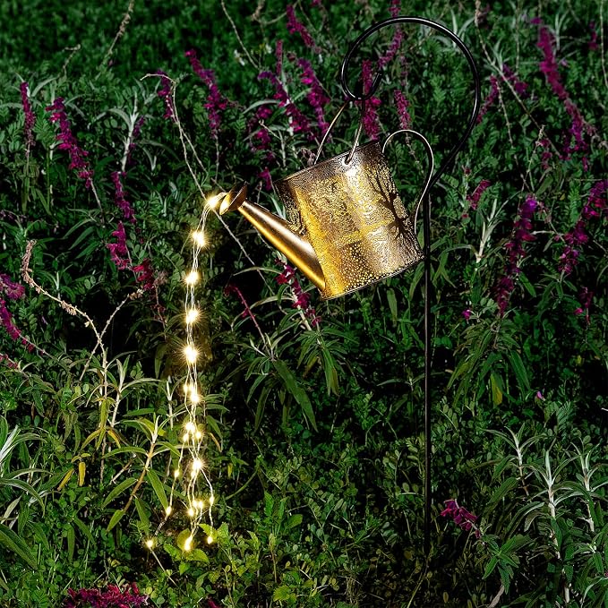 JIAJIAMEI Solar Watering Can Lights Big Tree Outdoor Garden Decor, Large Waterproof Cascading LED Hanging Solar Lights, Gifts for Mom Grandma Women Birthday Mother's Day - Yard Porch Patio Backyard