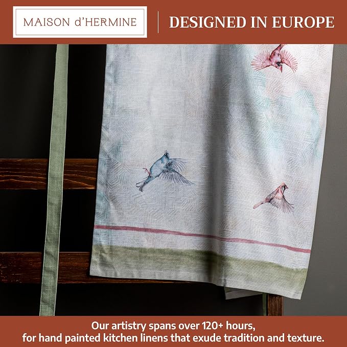 Maison d' Hermine Aprons for women with Pocket 100% Cotton (27.50"x31.50") | Adjustable Neck Strap & long ties Apron Men Chef Wedding Cooking Gardening Server Maid