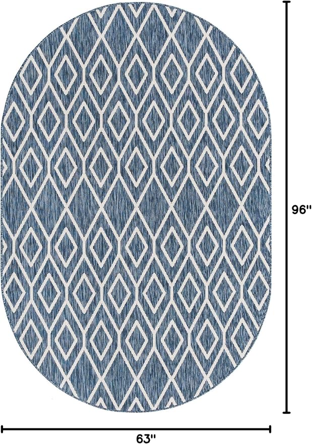 Jill Zarin Outdoor Collection Area Rug - Turks and Caicos (5' 3" x 8' Oval Blue/Ivory)