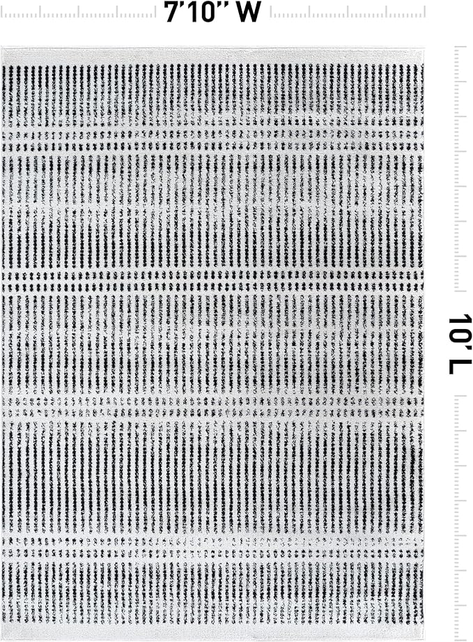 Rugshop Contemporary Stripe Lines High Traffic Area Rug Cream 7'10" x 10' | Rectangular, Size 7'10" x 10', Living Room, Bedroom, Dining Room, Home Office, Kitchen, Entryway, Hallway, Nursery, Kids Room