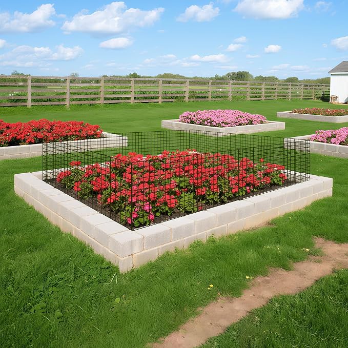 16 Pack Plant Protectors from Animals, 24"x 12" Wire Plant Protector, Wire Cages for Plants with Stakes and Cable Ties, Metal Plant Cages for Plants, Vegetables, Flowers