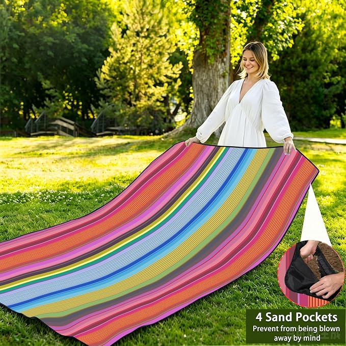 Picnic Blankets Beach Blanket 80" X 80" Extra Large Waterproof Camping Blankets Portable Outdoor Mat 3-Layer Blanket for Beach, Hiking, Park, Music Festival, Grass Lawn,Travel