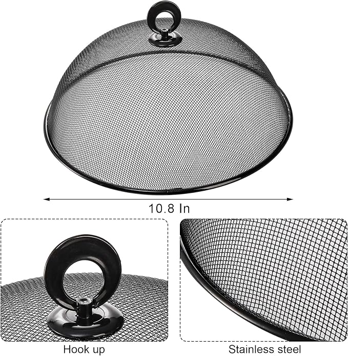 WUWEOT 8 Pack Metal Mesh Food Cover, 10.8 Inch Outdoor Picnic Plate Serving Covers, Food Tents Dome Screen Umbrella, Vegetable Plant Seed Protector for Table, BBQ, Camping, Outside Parties and Garden