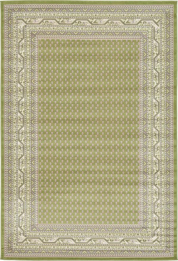 Unique Loom Williamsburg Collection Traditional Border with Dotted Center Area Rug, Rectangular 6' 0" x 9' 0", Green/Beige