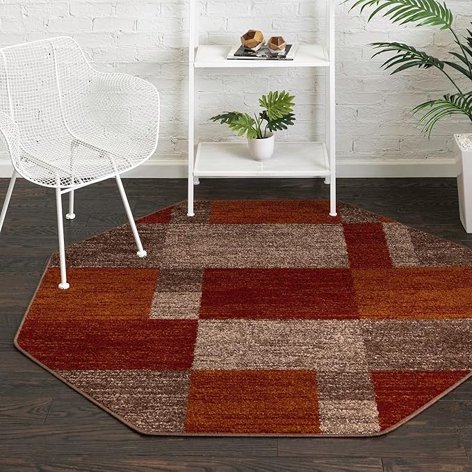 Unique Loom Autumn Collection Area Rug - Providence (5' 1" Octagon, Multi/ Beige)