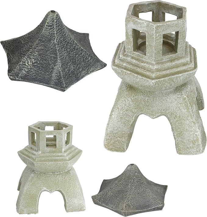 Design toscano ng999870 asian decor pagoda lantern outdoor statue, medium & large, two tone stone finish