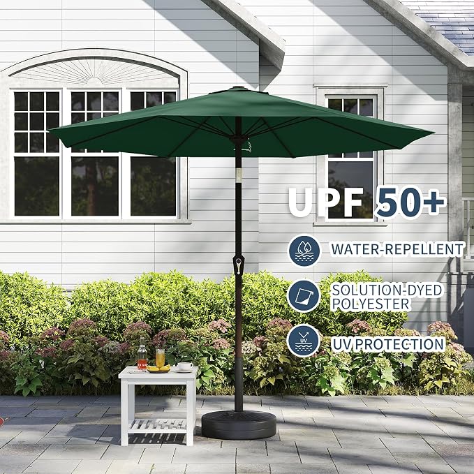 PatioKingdom 11FT Patio Umbrella,Outdoor Umbrella with Push Button Tilt and Crank,Market Table Umbrella with 8 Sturdy Fiberglass Ribs UV Protection