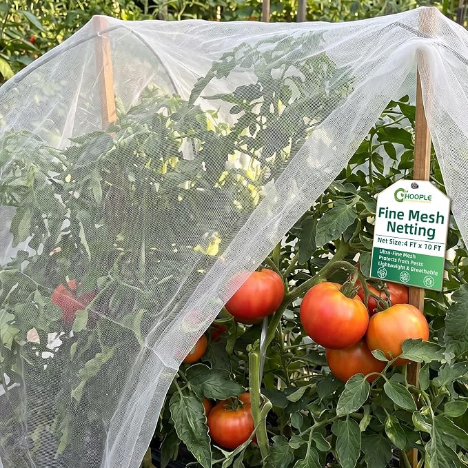HOOPLE Garden Netting, 4 FT x 10 FT Ultra-Fine Mesh Plant Cover, Bug Netting for Garden, Insect Pest Barrier Row Cover for Vegetables, Fruits & Flowers, Lightweight Breathable Garden Mesh