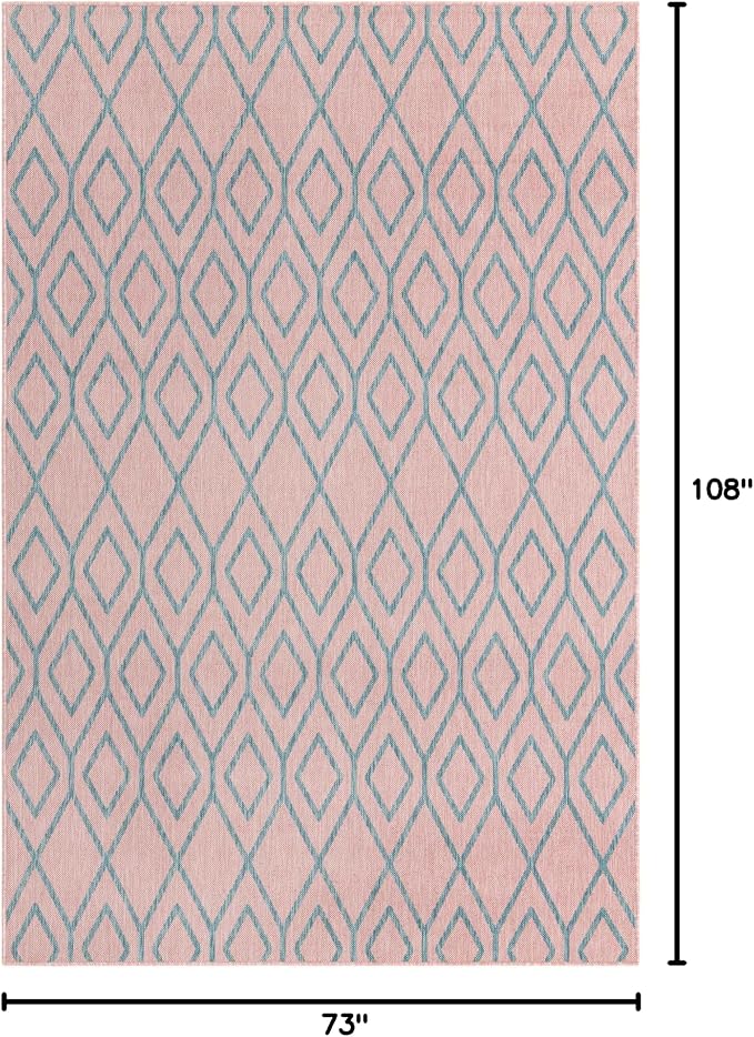 Jill Zarin Outdoor Collection Area Rug - Turks and Caicos (6' x 9' Rectangle Pink and Aqua/Light Blue)