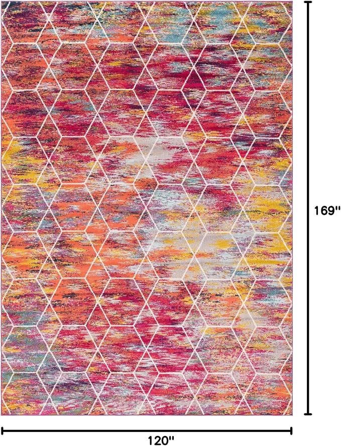Unique Loom Trellis Frieze Collection Area Rug - Geometric (10' x 14', Multi/ Ivory)