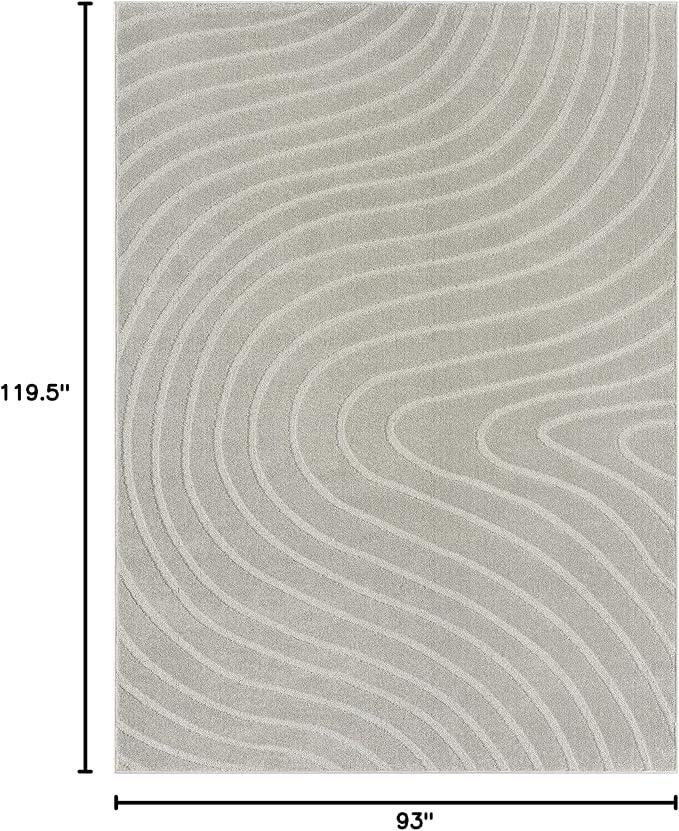 LUXE WEAVERS Modern Geometric Wave Gray 8x10 Area Rug