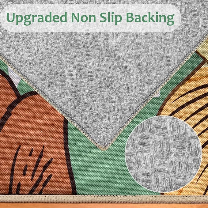 Tyrot Sage Green Boho Floral 3x5 Washable Area Rug Flat Woven Ultra-Thin Low Pile Rug Non Slip Indoor Botanical Butterfly Rug for Living Room, Bedroom, Entryway, Nursery, Dorm