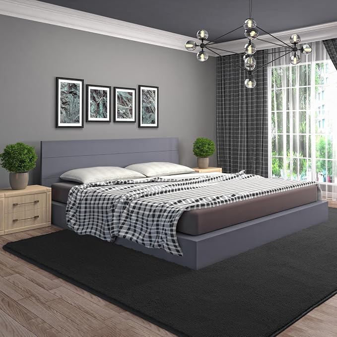 AROGAN 6x9 Area Rugs for Living Room Non Slip Dorm Bedroom Rug, Dark Grey | Modern Area Rugs with Soft Memory Foam, Minimalist Washable Indoor Floor Carpet for Dining Room Office Kids Playroom Decor