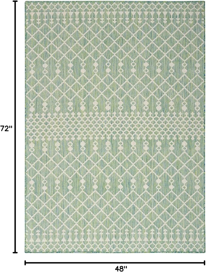 Nourison Home Positano Blue Green 4' x 6' Area Rug - Easy Clean, Non Shedding, Bed Room, Living Room, Dining Room, Kitchen (4' x 6')