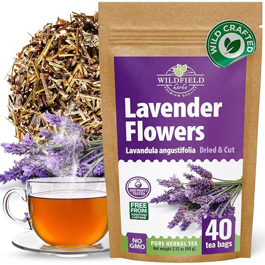 40 Bags Lavender Herb Lavender Buds Herbal Tea (Lavandula Angustifolia) - 40 Count 1.5g Bags Flowers Dried Tea Flores De Lavanda