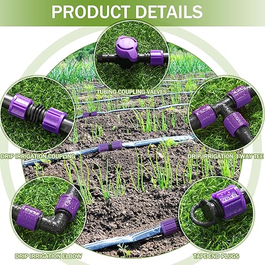 Tondiamo 250' 5/8 Inch Drip Tape Irrigation Tubing Kit 16 Mil 6" Spacing Garden Hose Watering Tube Line Automatic Equipment for Garden Irrigation System Farms, Landscape, Lawn