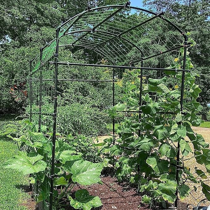 DoCred Tall Garden Arch Trellis for Climbing Plants, 87in x 75in Tall Metal Plant Support Trellis Archway for Climbing Vine Vegetable/Fruit/Flower Outdoor Garden Trellis Decoration, Black