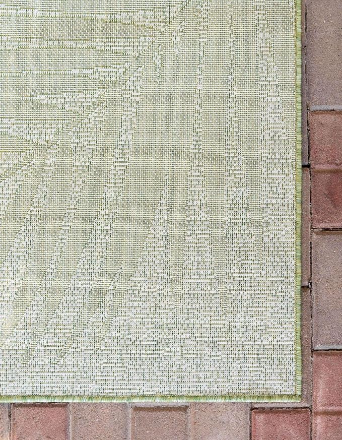Unique Loom Outdoor Botanical Collection Area Rug - Palm (2' x 6' 1" Runner, Green/ Ivory)