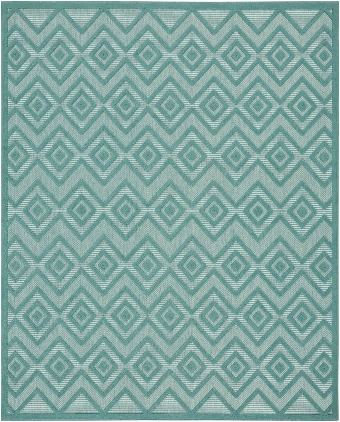 Nourison Home Versatile Aqua Teal 7' x 10' Area Rug - Easy Clean, Non Shedding, Bed Room, Living Room, Dining Room, Kitchen (7' x 10')