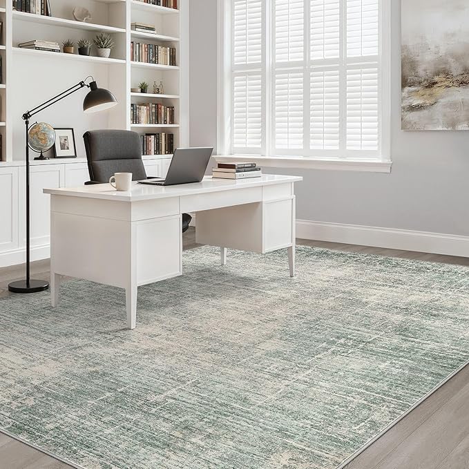 LOONGRUG 6x8 Area Rug Washable Neutral Modern Rug for Living Room Green | Abstract Soft Stain Resistant Indoor Non-Slip Carpet for Bedroom Nursery Kids Office Playroom Dining Room