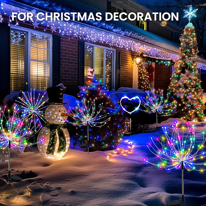 PEVOROS Garden Decor Solar Lights Outdoor,120LED Waterproof Colorful Solar Fairy Garden Lights for Outdoor Decoration,Yard, Patio, Porch,Flower Pot,Pathway (2Pack)