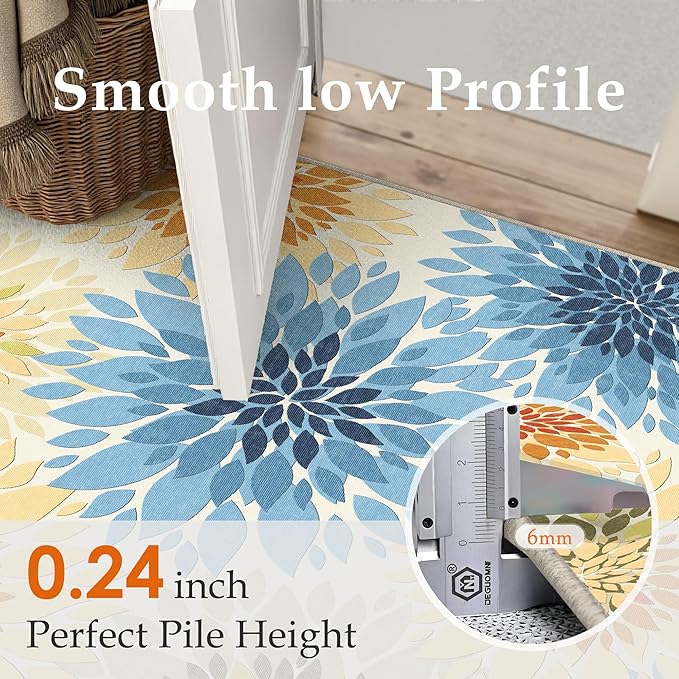 5x8 Indoor Outdoor Area Rug Washable Patio Rug Colorful Non Slip Non Shedding Waterproof Carpet for Living Room Bedroom Backyard Porch Camping RV Balcony Poolside