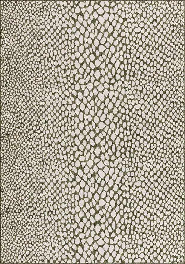 Unique Loom Jill Zarin Outdoor Collection Area Rug - Cape Town (7' 1" x 10' Rectangle, Green/ Ivory)