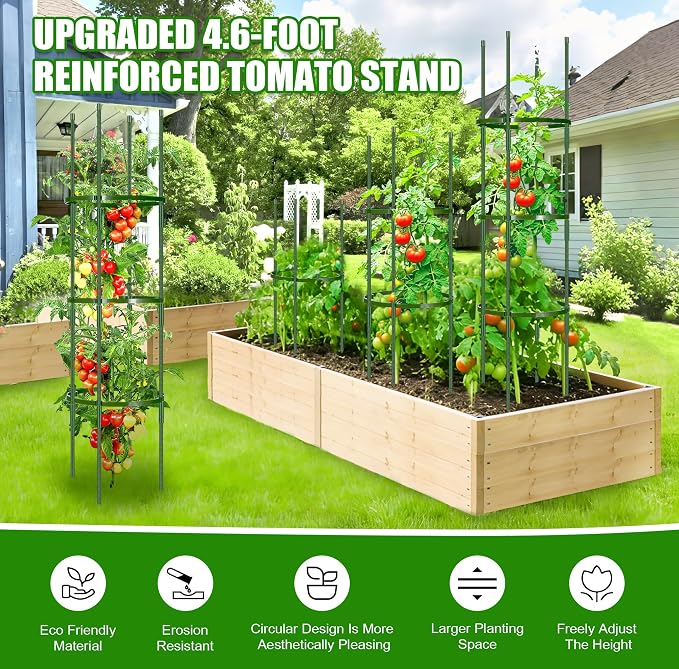 Garden Trellis, New Widened 3 Pack Tomato Cage For Garden, Up To 57'' Heavy-Duty Plant Support Tomato Trellis, Adjustable Height Tomato Stakes,Climbing Vines Flowers Stands Cucumber Trellis Plant Cage