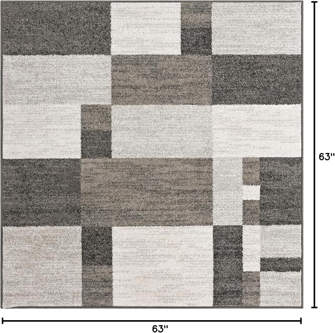 Unique Loom Autumn Collection Area Rug - Providence (5' 3" Square, Gray/ Ivory)
