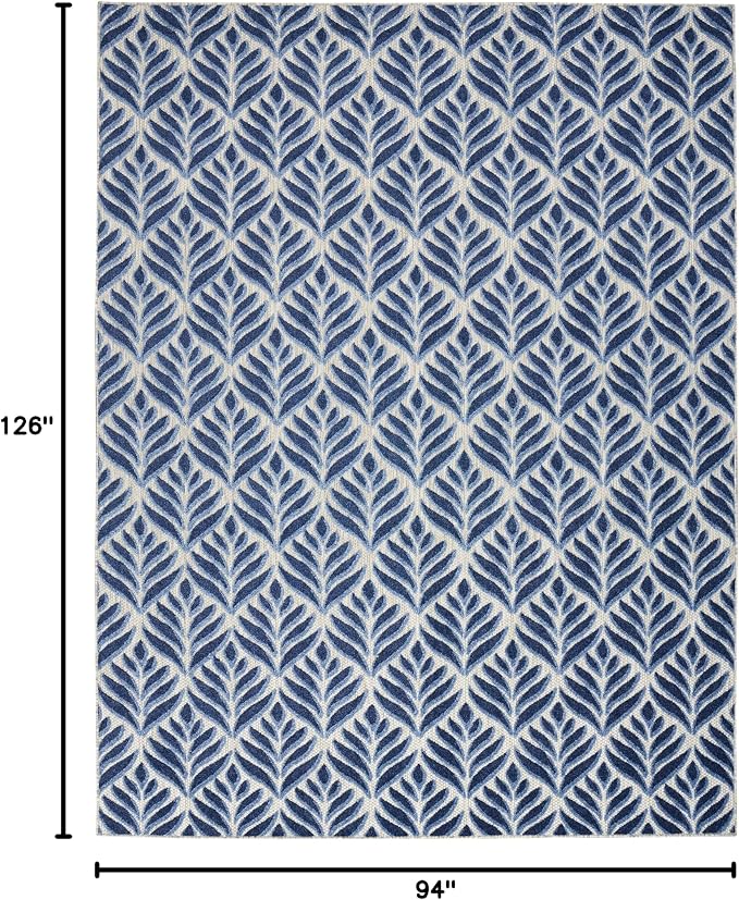 Nourison Home Aloha Blue 7'10" x 10'6" Area Rug - Easy Clean, Non Shedding, Bed Room, Living Room, Dining Room, Kitchen (8' x 11')