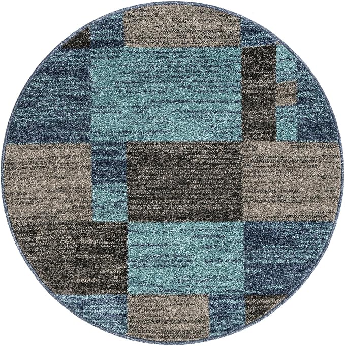 Unique Loom Autumn Collection Area Rug - Providence (3' 3" Round, Blue Gray/ Light Brown)