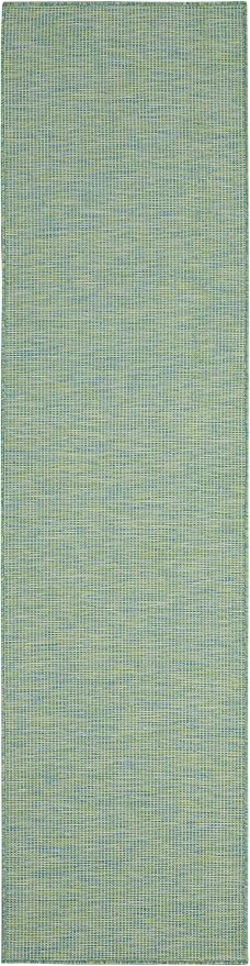 Nourison Home Positano Blue Green 2'2" x 8' Area Rug - Easy Clean, Non Shedding, Bed Room, Living Room, Dining Room, Kitchen (8' Runner)