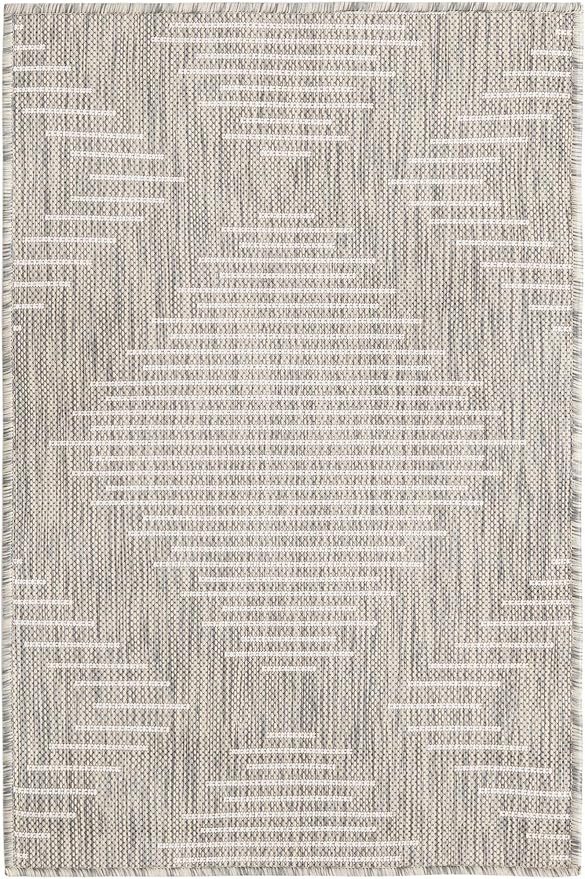 Unique Loom Outdoor Modern Collection Area Rug - Tambor (2' x 3' 1" Rectangle, Gray/ Ivory)