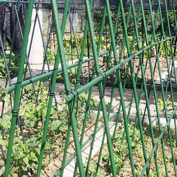 60inch/5ft Garden Stakes, 50pcs Plant Stakes, Plastic Coated & Steel Tube Plant Support, Sturdy Tomato Sticks for Garden