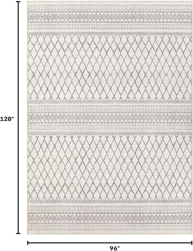 cotiled Boho 8x10 Area Rugs for Living Room: Large Moroccan Washable Rug | Stain Resistan Carpet for Bedroom Farmhouse Dining Room Beige Gray