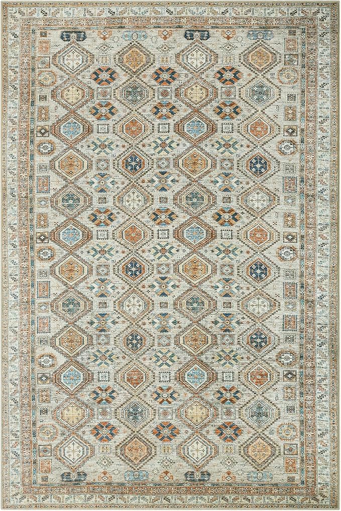 Keen Home Design 10x14 Rug - Machine Washable Area Rug with Non-Slip Backing, Ideal for Living Room, Dining Room, Bedroom - Vintage, Easy Clean, Durable, Low Pile Rug - (9'7" x 14')
