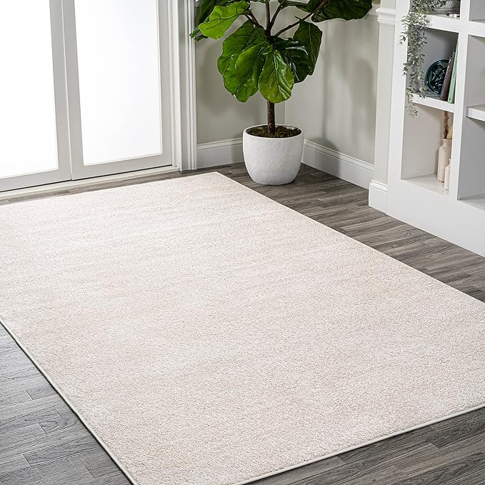 JONATHAN Y Haze Solid Low-Pile Ivory Indoor Area Rug 10x14, Coastal,Bohemian,Minimalist,Classic, Easy-Cleaning for Living Room,Bedroom,Kitchen,Pet Friendly,Non-Shedding (SEU100D-14)