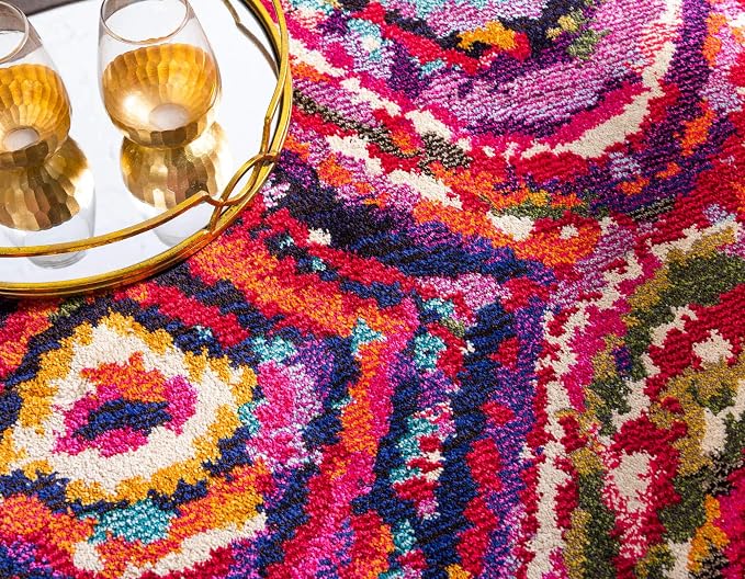 Unique Loom Estrella Collection Colorful, Abstract, Geometric, Gradient, Modern Area Rug (6' 7 x 9' 6 Rectangular, Multi/Pink)