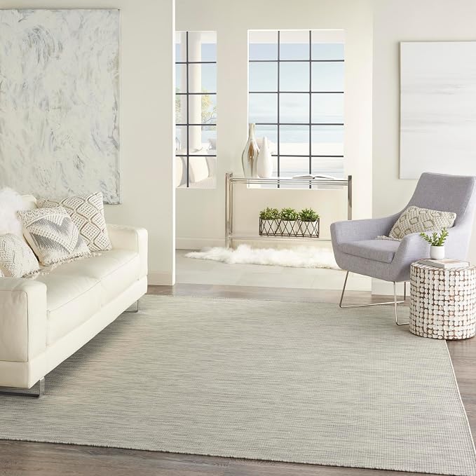 Nourison Home Positano Light Grey 9' x 12' Area Rug - Easy Clean, Non Shedding, Bed Room, Living Room, Dining Room, Kitchen (9' x 12')