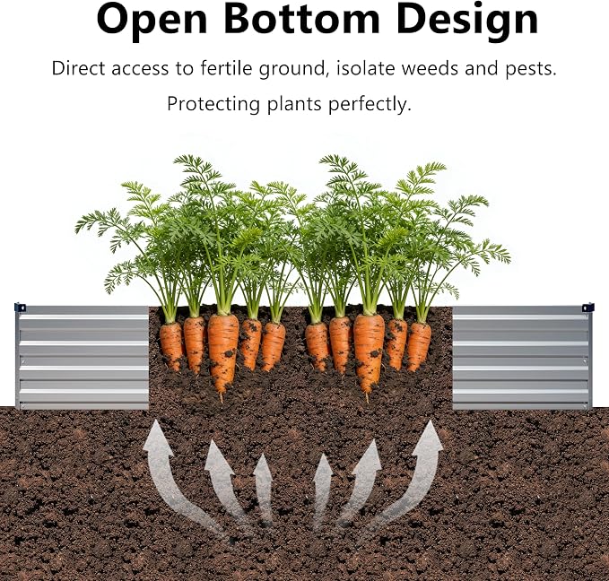 zunatu 12x2x1 ft(2 Pack) Galvanized Raised Garden Bed,Outdoor Planter Box Metal Patio Kit Planting Bed for Vegetables Flowers and Succulents,Silver