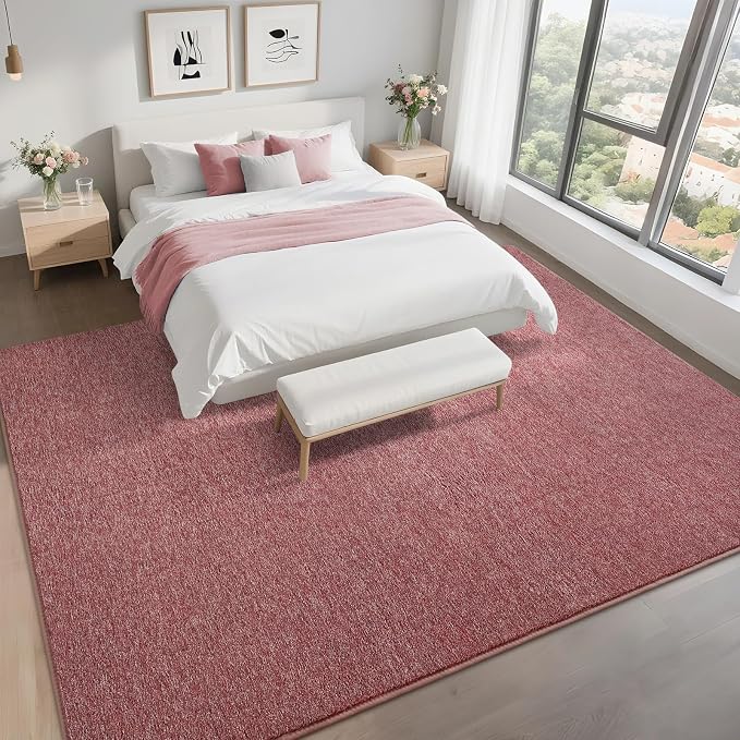 6x9 Dark Red Area Rug | Washable Memory Foam, Low Pile Non Slip Indoor Carpet for Living Room Bedroom Office Classroom College Dorm Room Home Decor