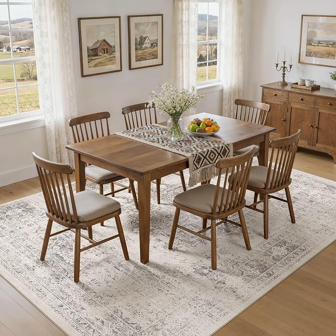 UERMEI 10x14 Area Rug Living Room Rugs - Washable Vintage Soft Large Rug Indoor Floor No Slip Rug Carpet for Bedroom Farmhouse Under Dining Table Home Office Decor - Beige/Camel