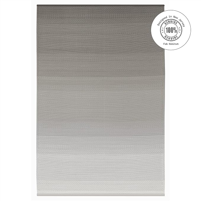 Fab Habitat Outdoor Rug - Waterproof, Fade Resistant, Crease-Free - Premium Recycled Plastic - Neutral Ombre - Porch, Deck, Balcony, Mudroom, Laundry Room, Patio - Big Sur - Ash - 3 x 5 ft