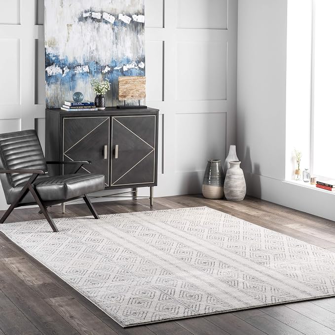 nuLOOM Sarina Tribal Diamonds Area Rug, 4x6, Grey