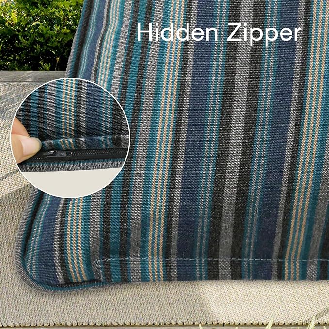 Unimatta Sunbrella Decorative Outdoor Water Repellent Throw Pillows with Inserts, Set of 4, 18" x18" Pillows for Patio, Backyard, Bed, Couch, and Patio Furniture, Troupe Dock