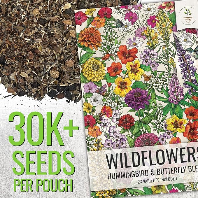 Seed Needs Wildflower Seeds Butterfly and Hummingbird Mix 2 Ounce Bulk Pack