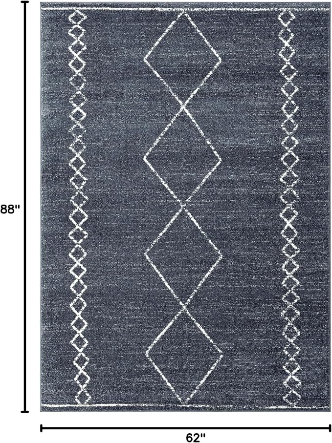 LUXE WEAVERS Daphnes Anthracite 5x7 Boho Moroccan Geometric Area Rug 2735