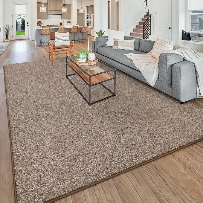 Chicrug Modern 6x9 Memory Foam Area Rugs for Bedroom Living Room | Low-pile Carpet Rug for Kids Playroom, Floor Rug for Bedside Dorm Dining Room Home, Brown and White