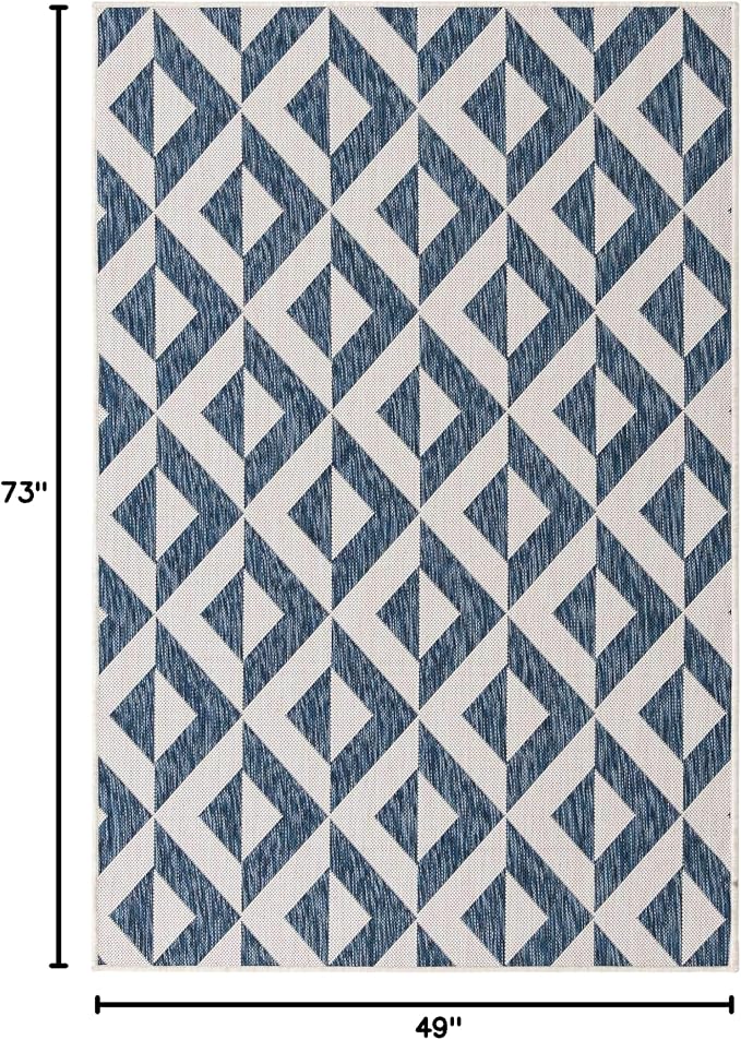 Unique Loom Jill Zarin Outdoor Collection Area Rug - Napa (4' 1' x 6' 1' Rectangle, Blue/ Ivory)