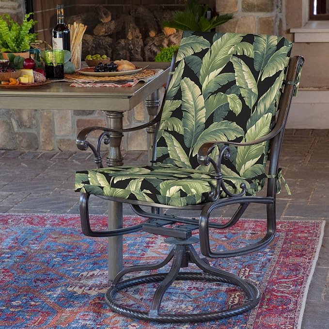 Arden Patio Dining Outdoor Chair Cushions, 20x44, Rain-Proof Seat Pad, Fade-Resistant Outdoor Cushion Onyx Cebu